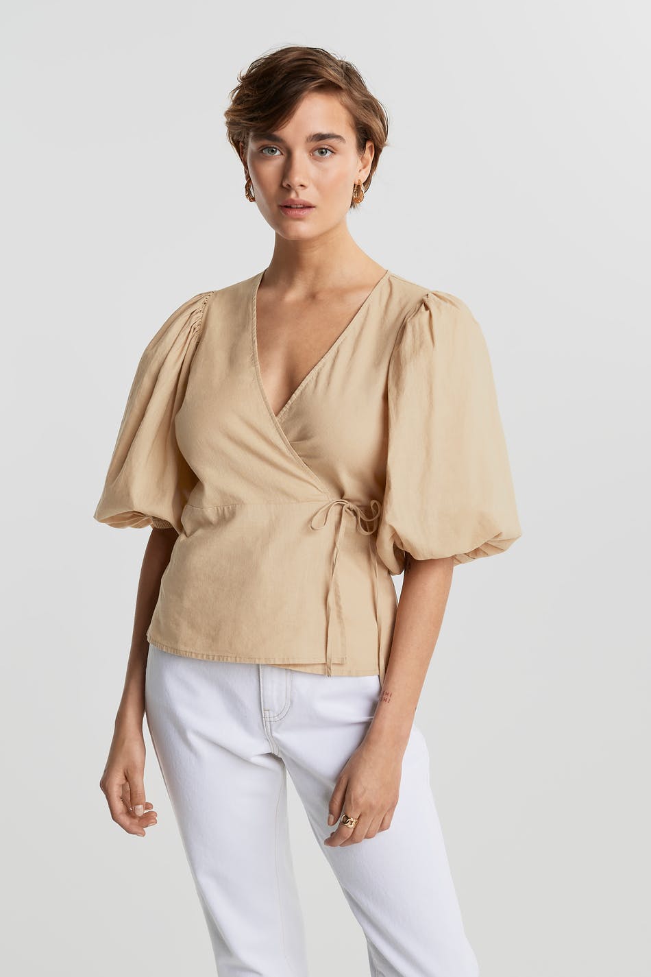 Ella linen wrap shirt