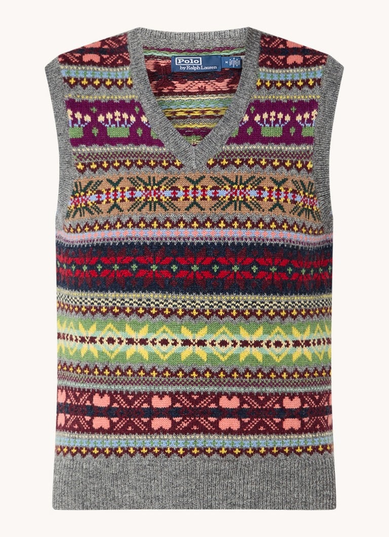 Ralph Lauren Chunky knit wool sleeveless sweater with knitted-in pattern