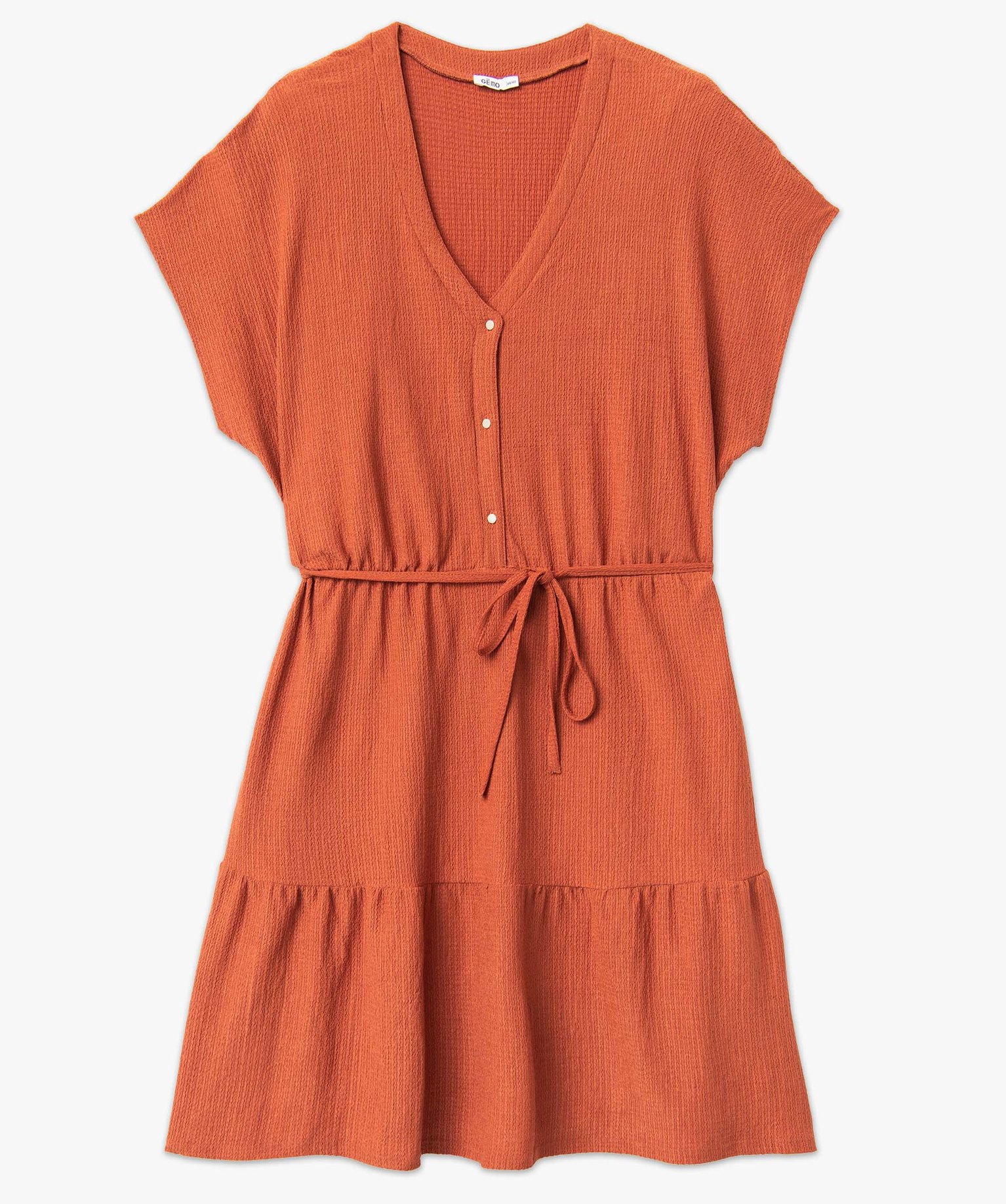 Robe femme grande taille en maille texturée avec volant dan... camel | GEMO