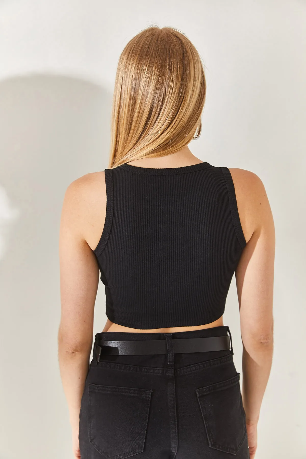Olalook  3er-Pack gerippter Crop-Body für Damen in Schwarz-Weiß-Camel BDY-00000045