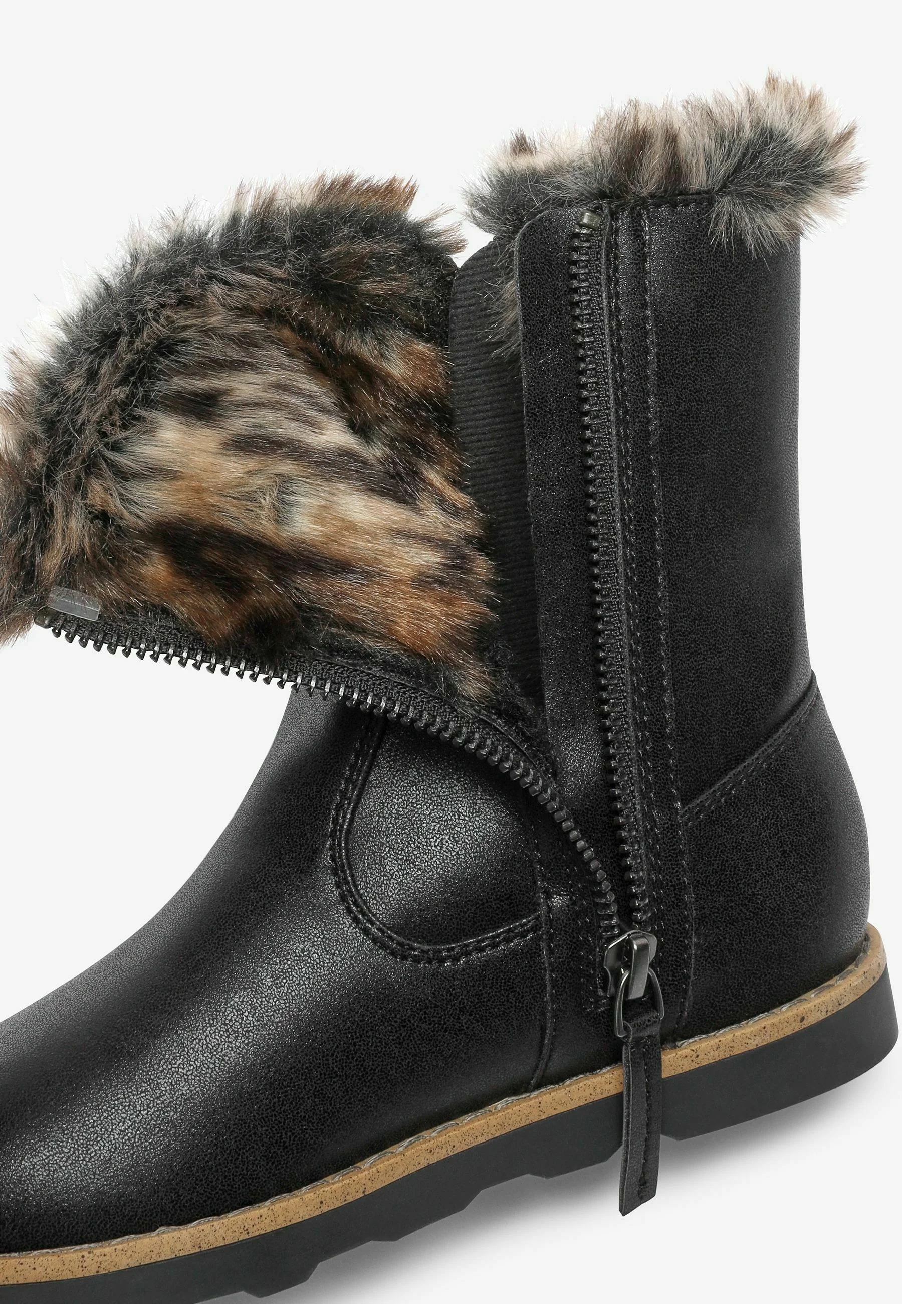 Botas de nieve cálidas con cremallera y forro de piel sintética (F)