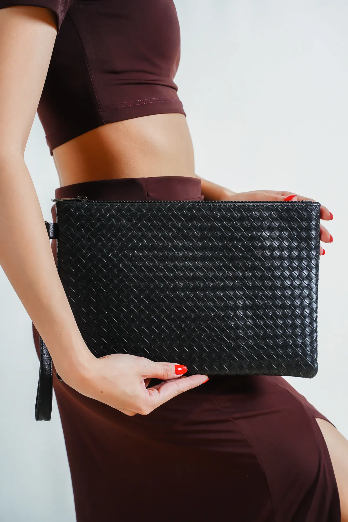Capone Outfitters  Capone gestrickte gemusterte Paris 222 schwarze Damen-Clutch