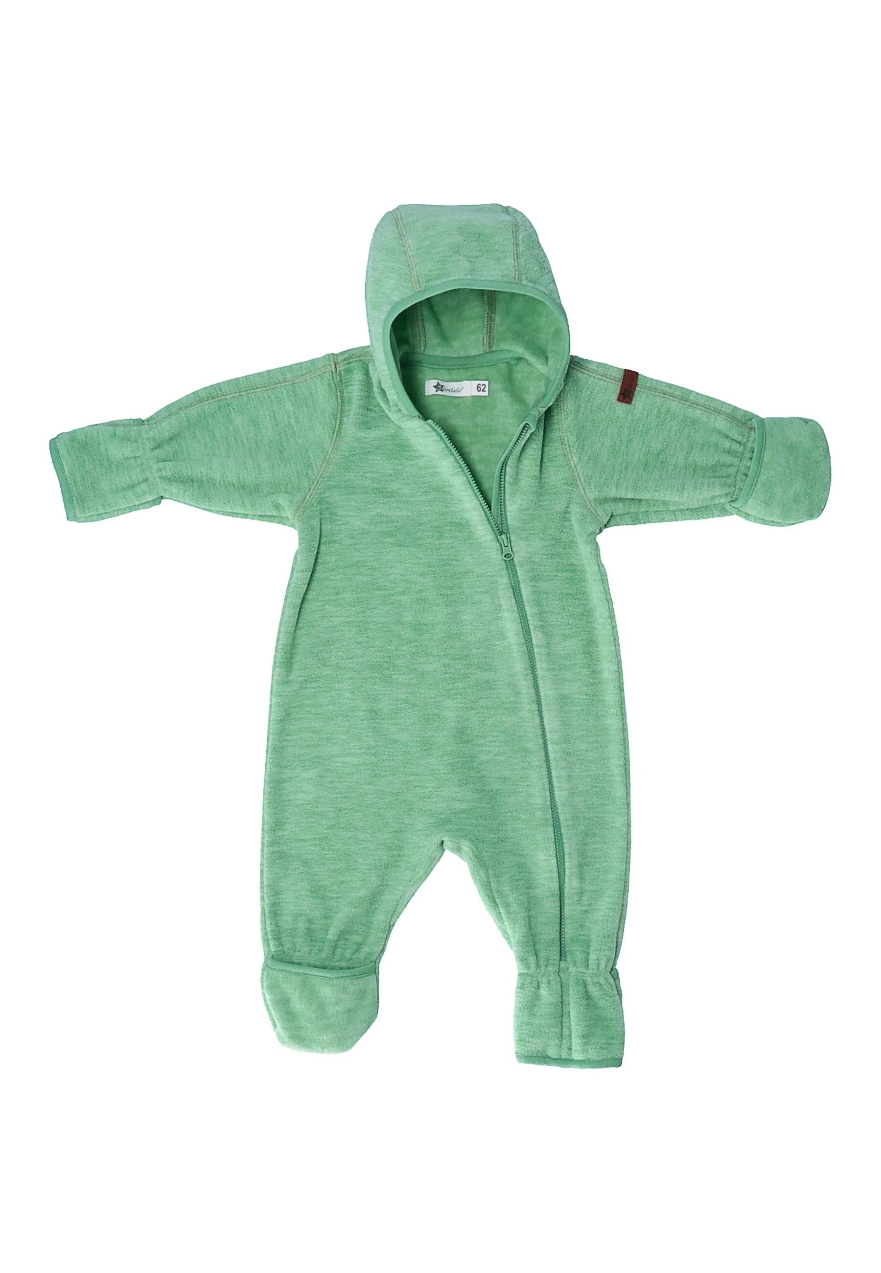 Overall aus Melange-Microfleece uni mit Kapuze
