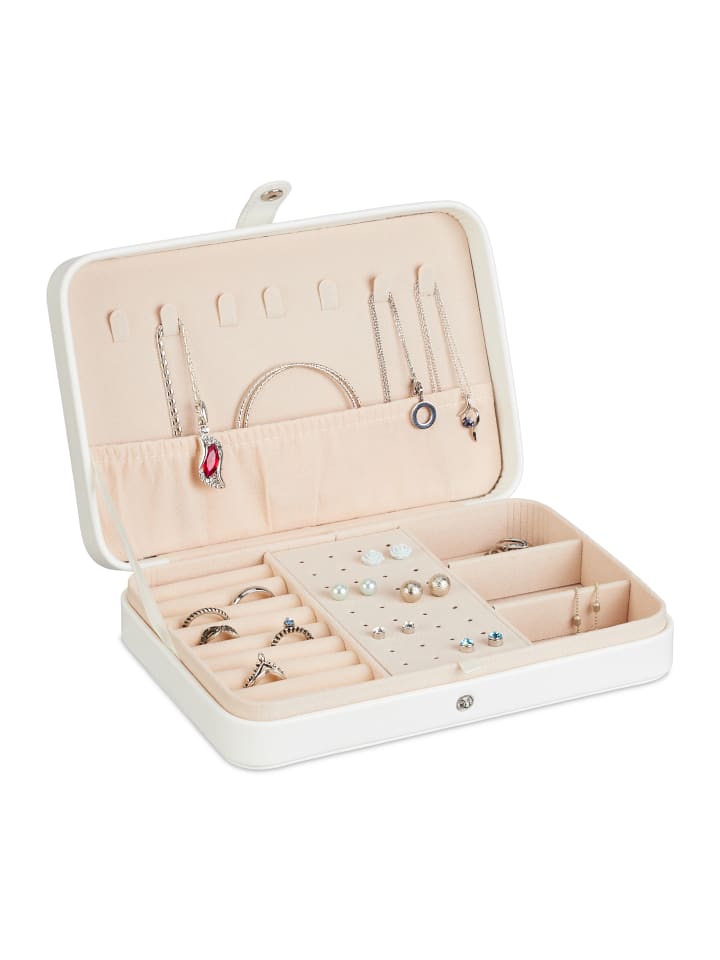 relaxdays Schmuckkästchen in Weiß - (B)21 x (H)4,5 x (T)14,5 cm günstig kaufen onesize