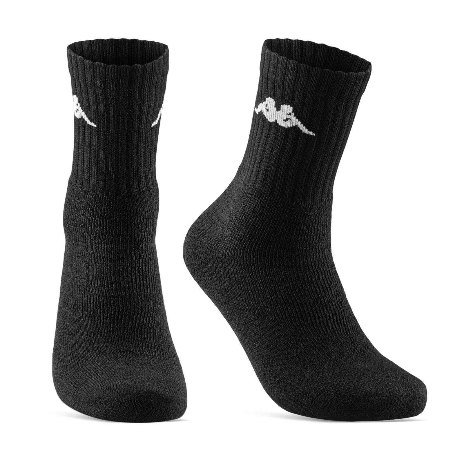 sockenkauf24 Sportsocken 6 oder 12 Paar KAPPA Socken Herren & Damen Sportsocken (Schwarz, 6-Paar, 39-42) Arbeitssocken Baumwolle WP