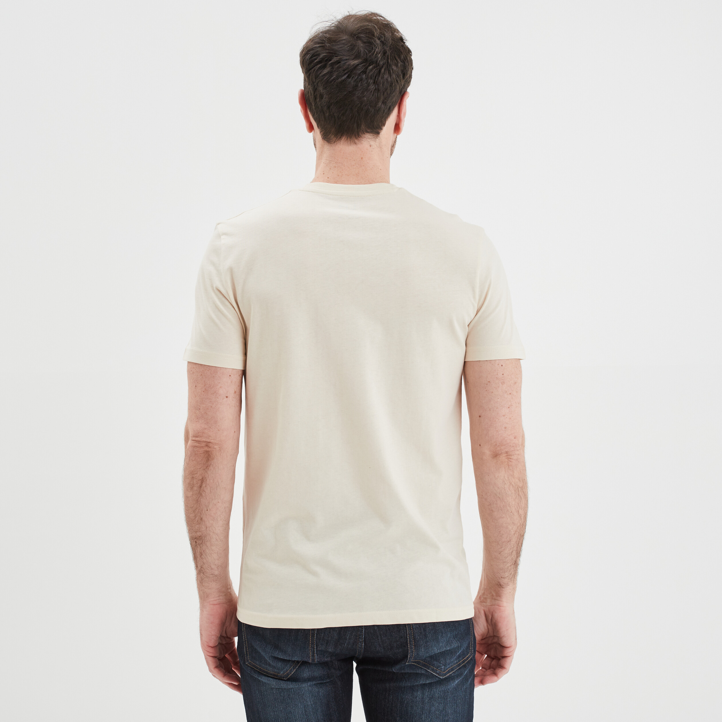 T-shirt col rond manches courtes coton ecru homme | La Halle