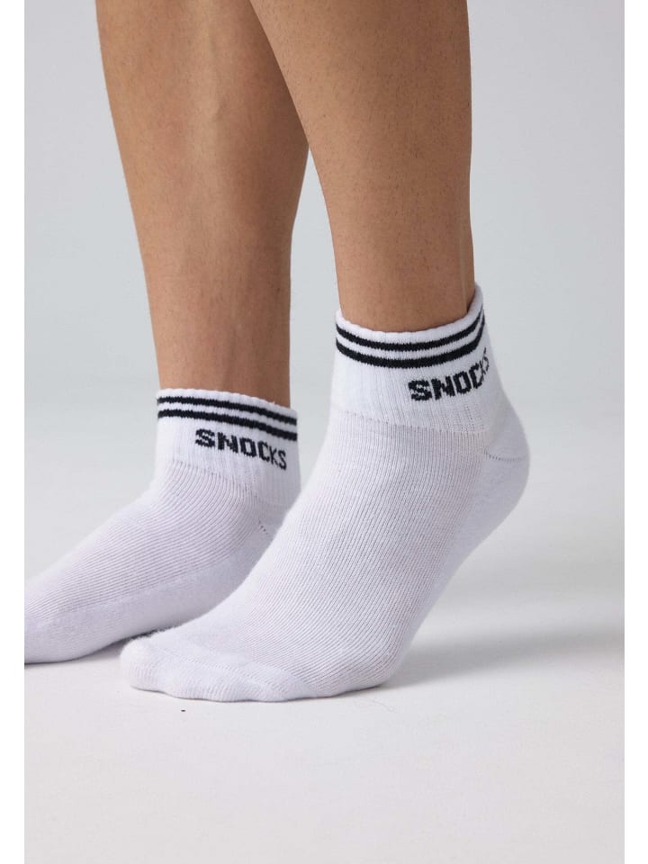 SNOCKS Retro Sneaker Socken aus Bio-Baumwolle 4 Paar in Weiß (Streifen) günstig kaufen 47-50