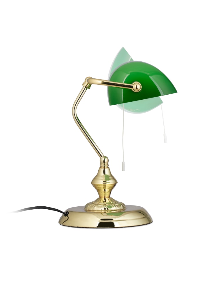 relaxdays Bankerlampe in Grün/ Messing - (H) 31 cm günstig kaufen onesize