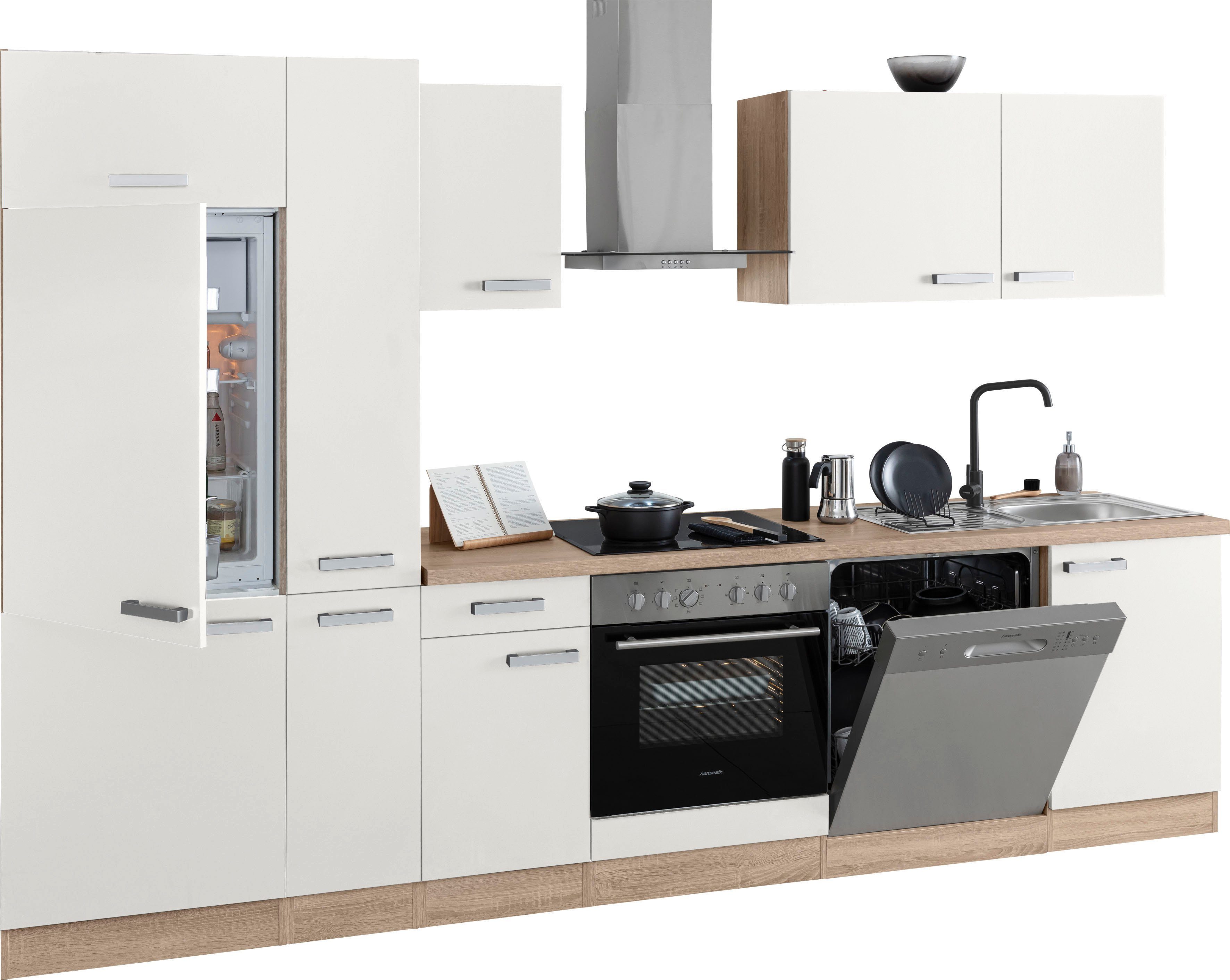 OPTIFIT Küchenzeile Leer, 300 cm breit, inkl. Elektrogeräte der Marke HANSEATIC