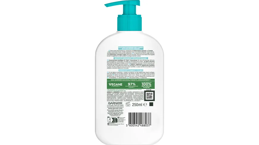 Garnier Hautklar Hydrating Deep Cleanser 250 ml