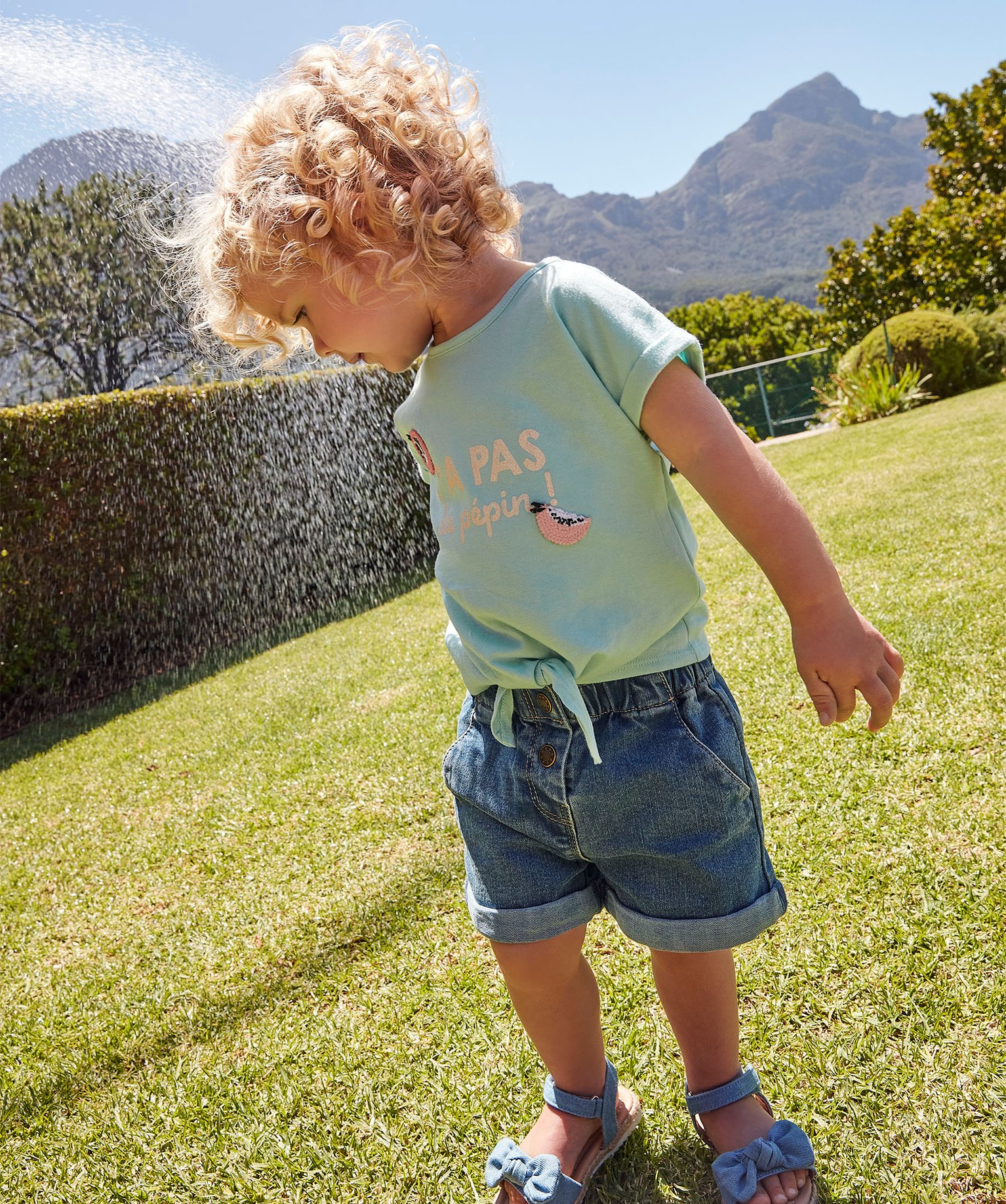 Short en jean bébé fille uni avec revers et taille élasti... denim | GEMO
