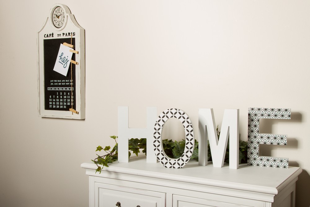 MyFlair My Flair Schriftzug HOME - weiß/schwarz