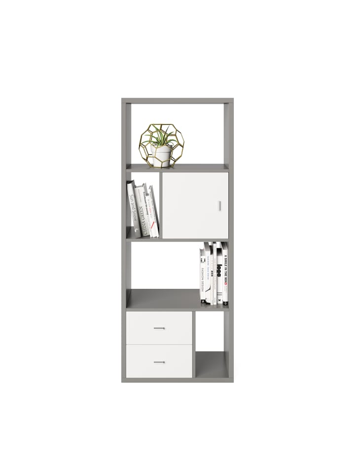 Phoenix Group AG  Fortuna - SET Regal mit 6 Fächern inkl. Tür-/Schubladeneinsatz, grau, B/H/T: 58x146,6x34 cm günstig kaufen onesize