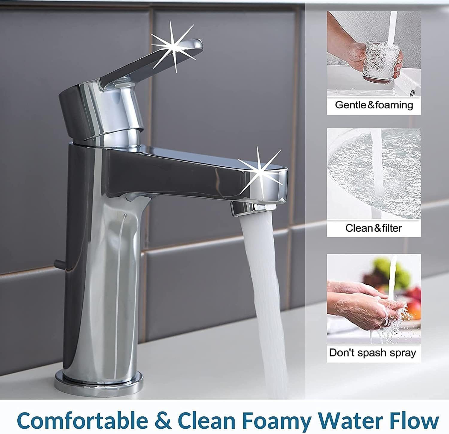 CECIPA Waschtischarmatur Wasserhahn Bad mit Zugstangen, Waschbecken Armaturen Höhe 112MM