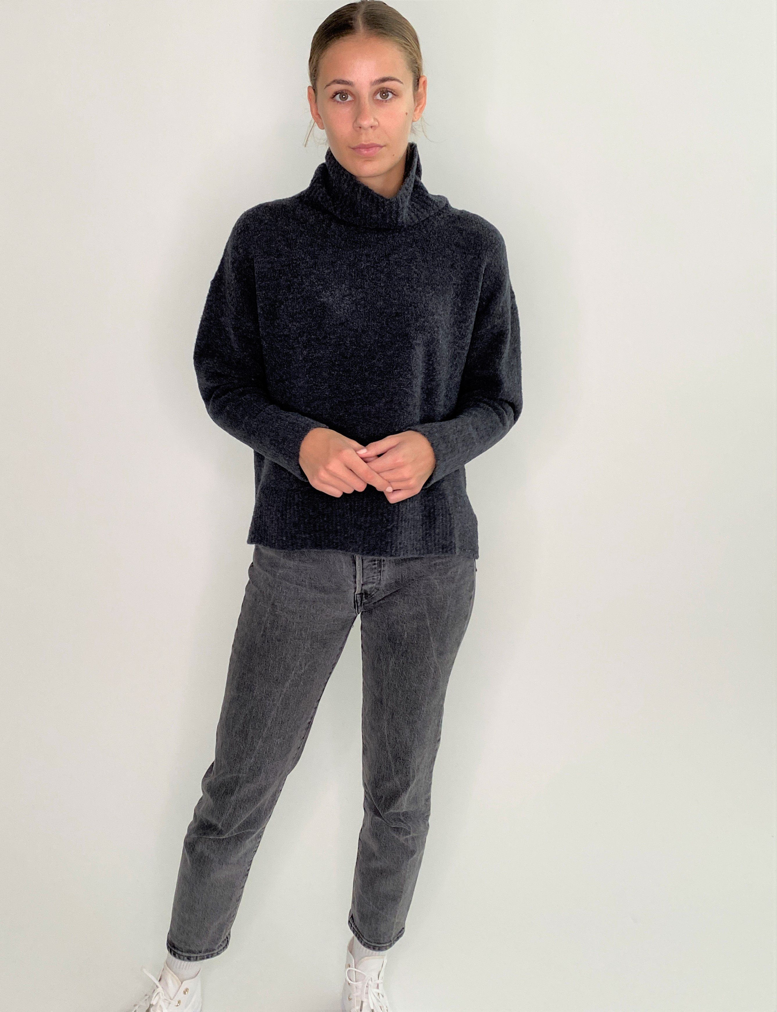 Zuckerwatte Rollkragenpullover in melierter Optik mit hohem Schurwolle Anteil