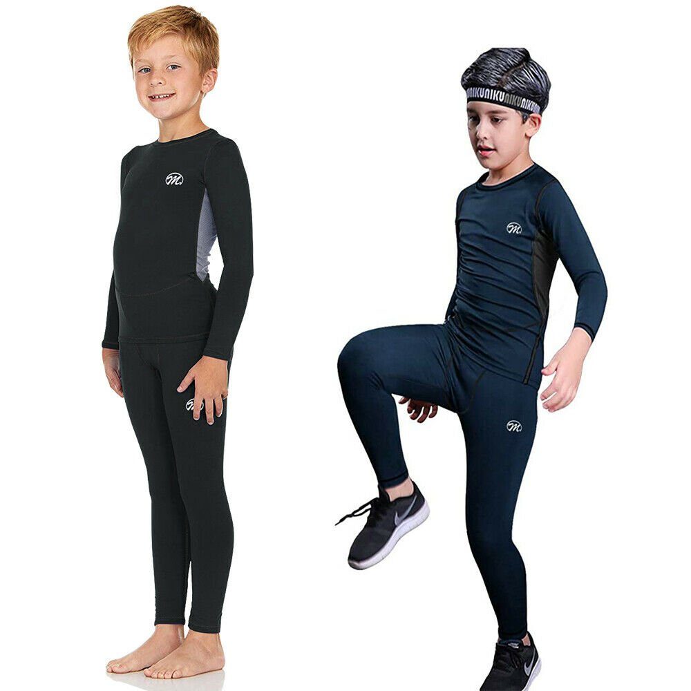 MEETYOO Thermounterhemd Jungen Mädchen Kinder Thermo Unterwäsche set (Funktions Ski Unterhose Thermohemd, Lange Unterhose set) Fleece Basisschicht
