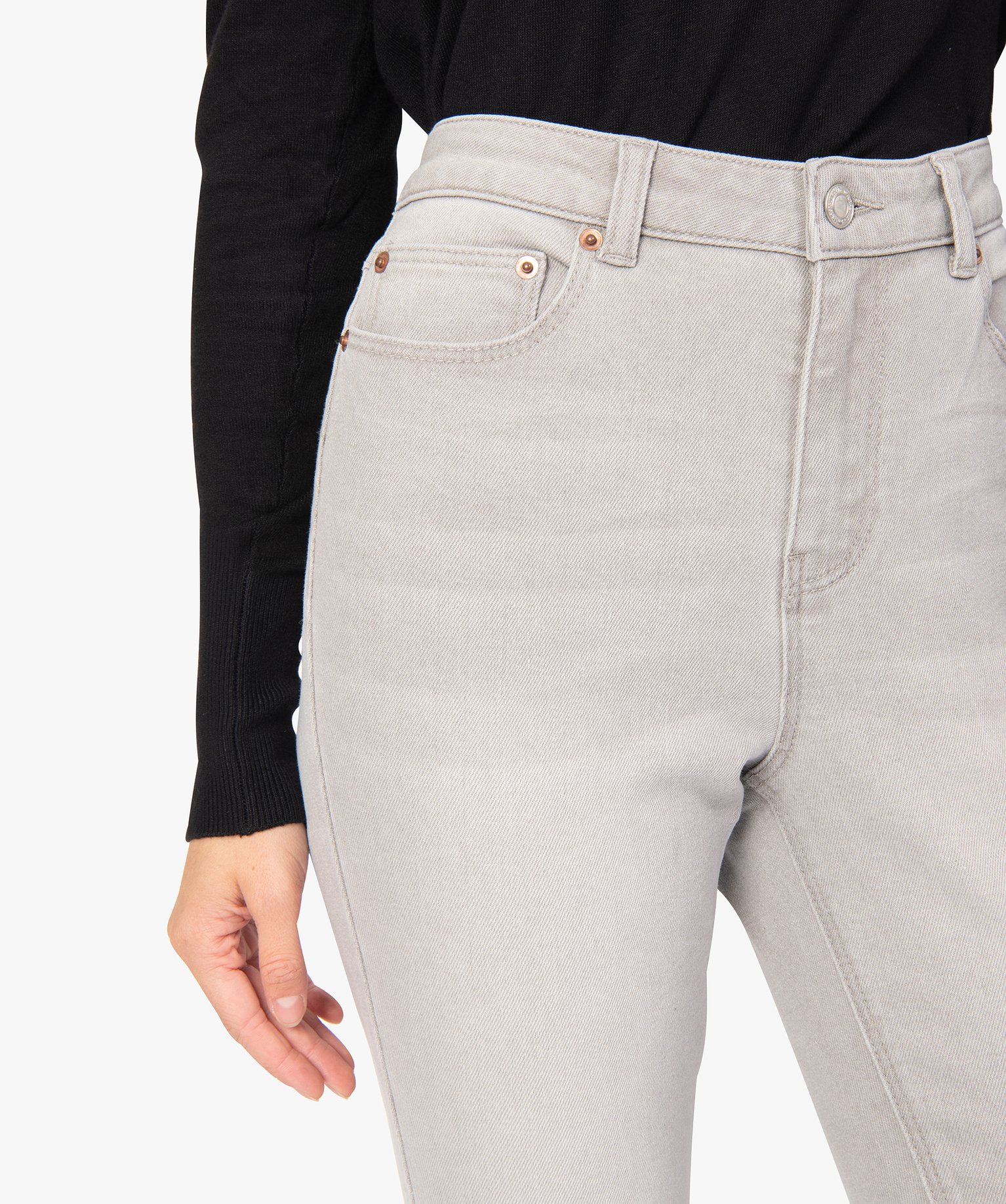 Jean femme en stretch coupe Skinny taille haute gris clair | GEMO