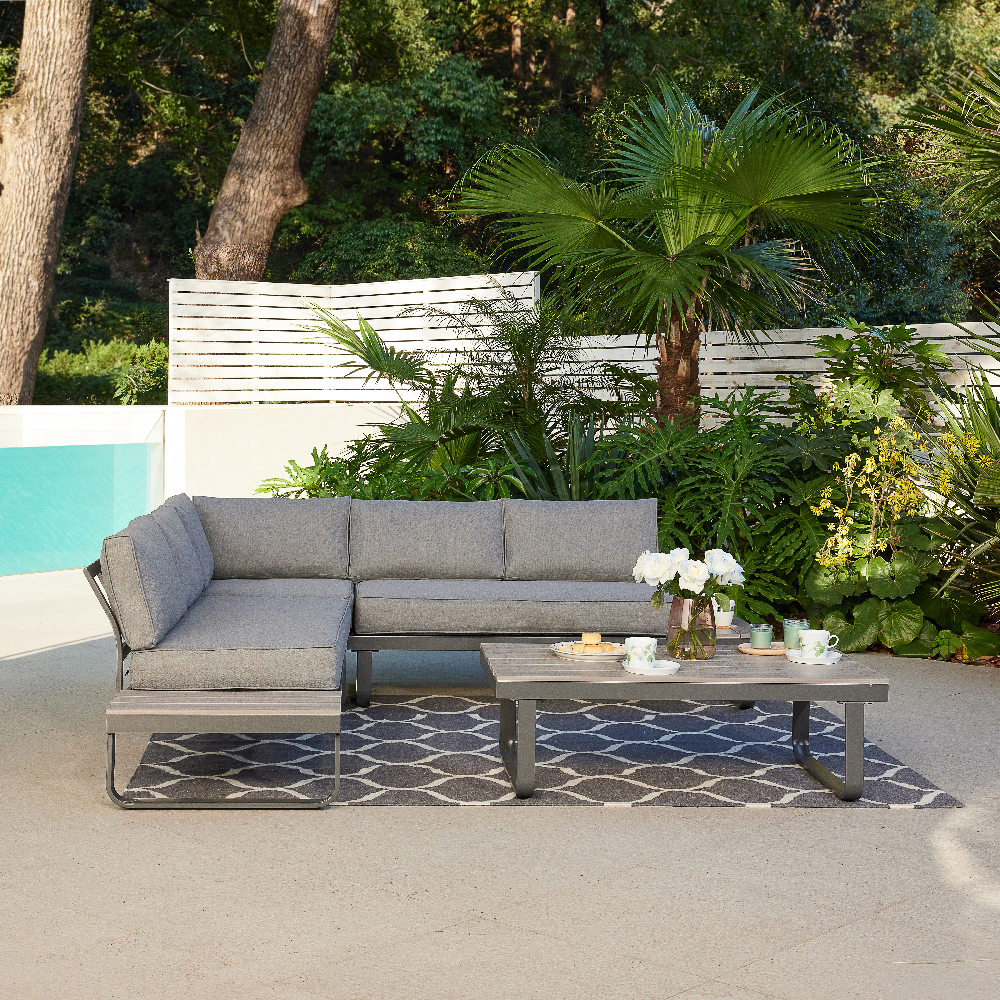 Happy Home Happy Home Ecklounge-Set 4 tlg. HGS53-GRA mit Sitzkissen in grau