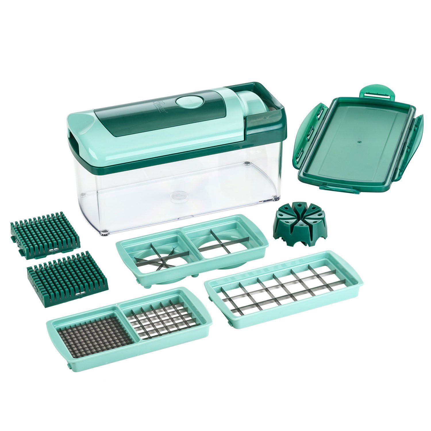 Genius Gemüseschneider Nicer Dicer Fusion Gemüsehobel Gemüse Obst Zerkleiner, Auffangbehälter 2500ml Tomaten Kartoffeln Zwiebel Schneider