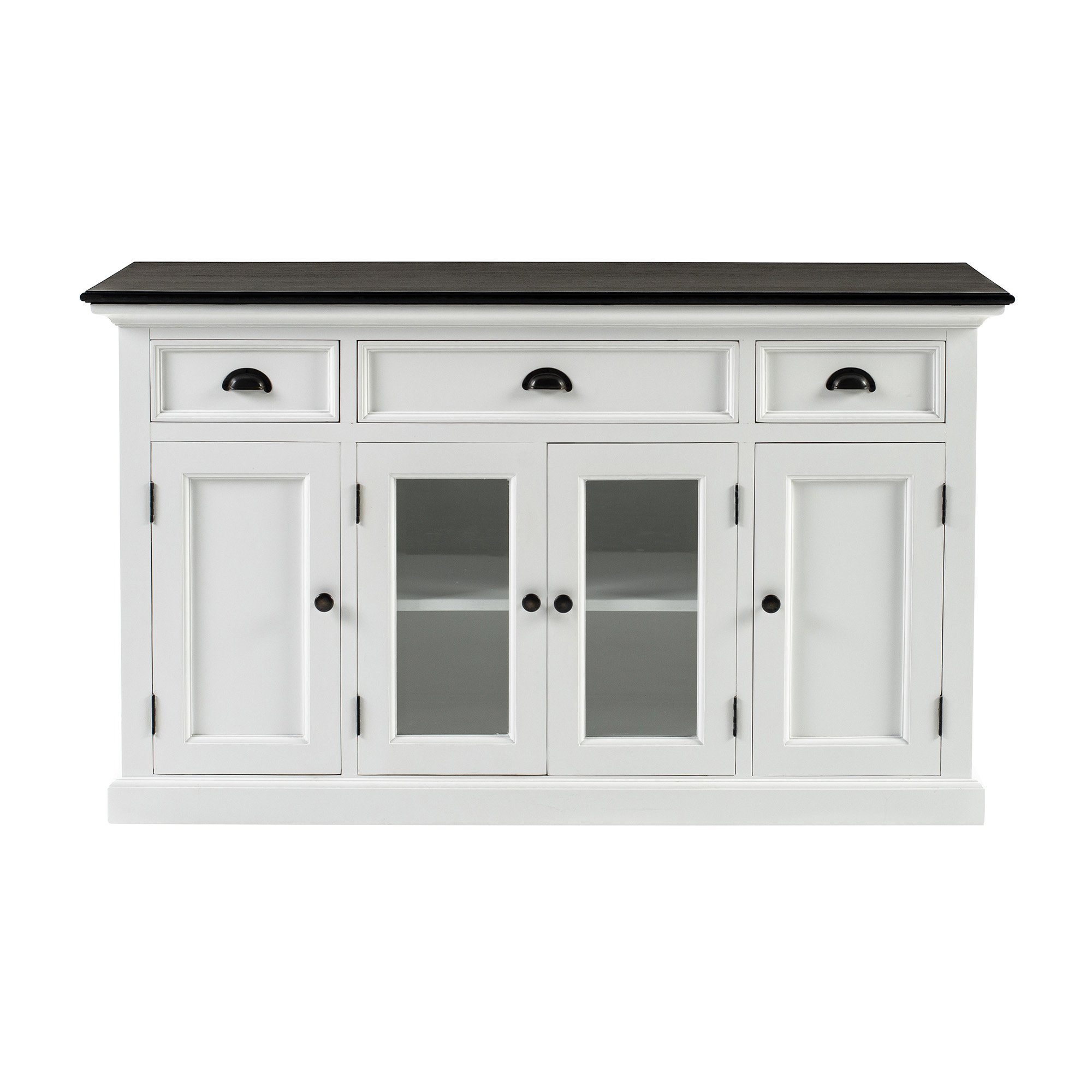 Novasolo Buffet Halifax Contrast Buffetschrank mit 4 Türen, 3 Schubladen und Glaseinsatz