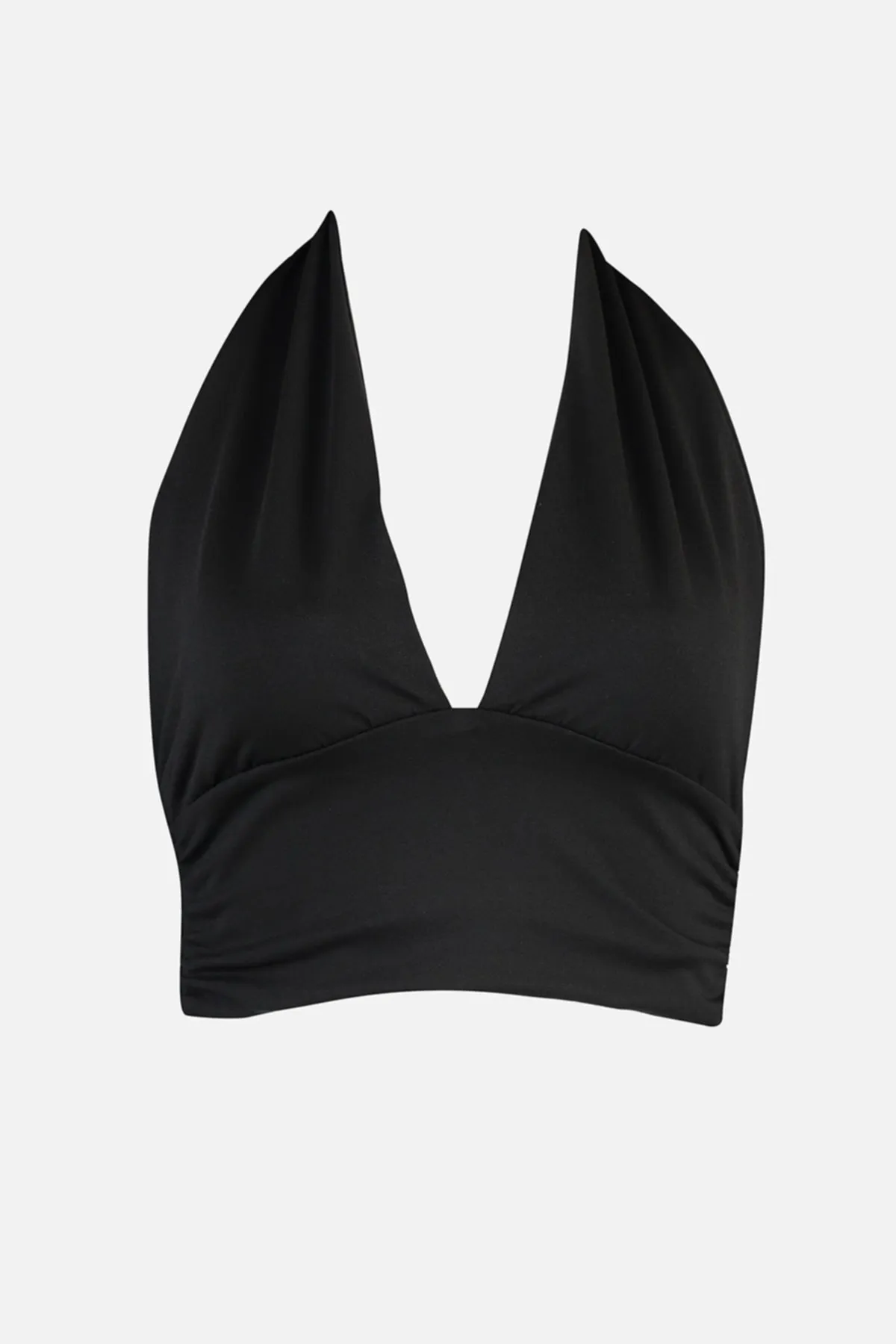 Trendyol Collection  Schwarze, taillierte, kurze Strickbluse mit Neckholder TWOSS22BZ0544