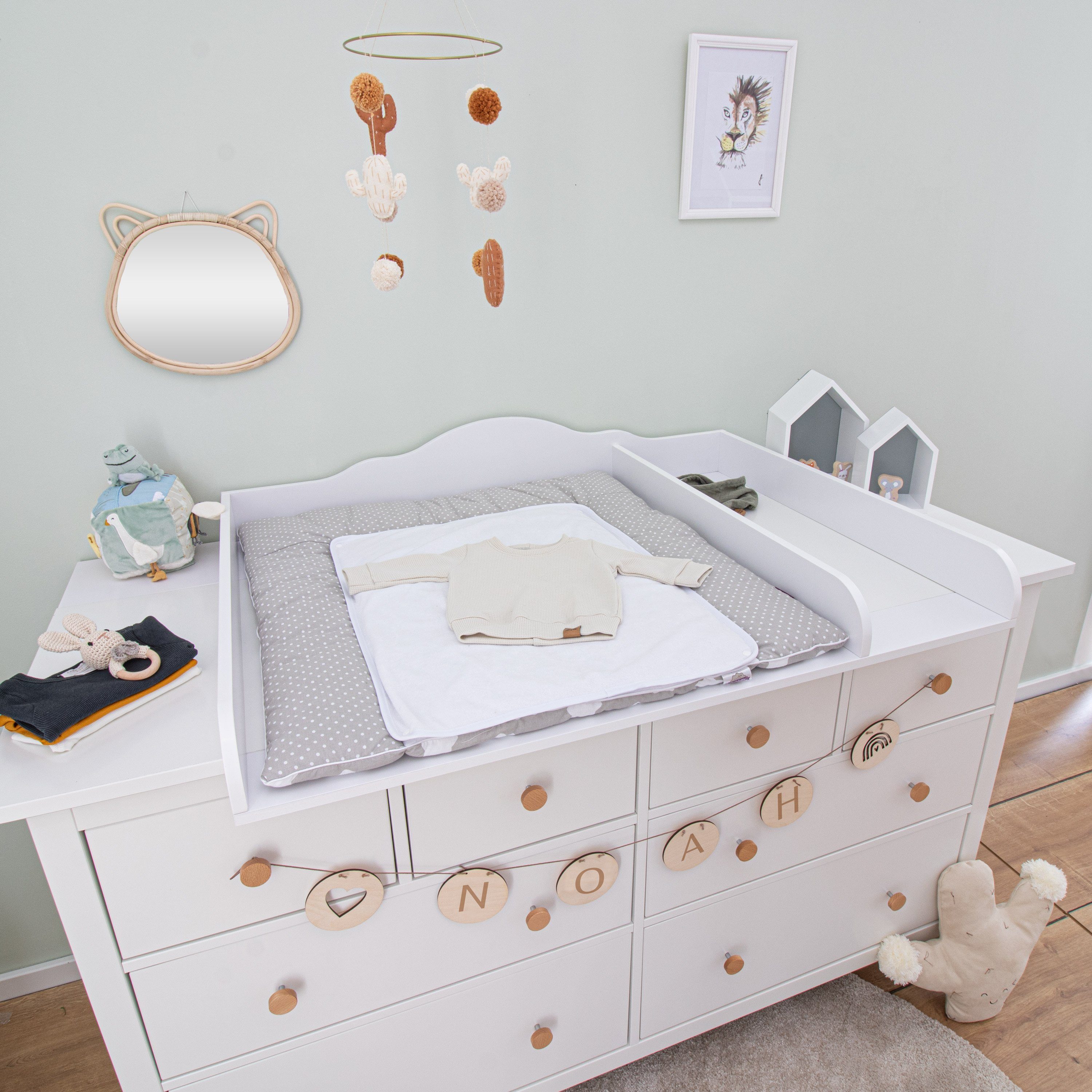 Puckdaddy GmbH Wickelaufsatz Noah (159,5x80x15cm) für IKEA Hemnes Kommoden