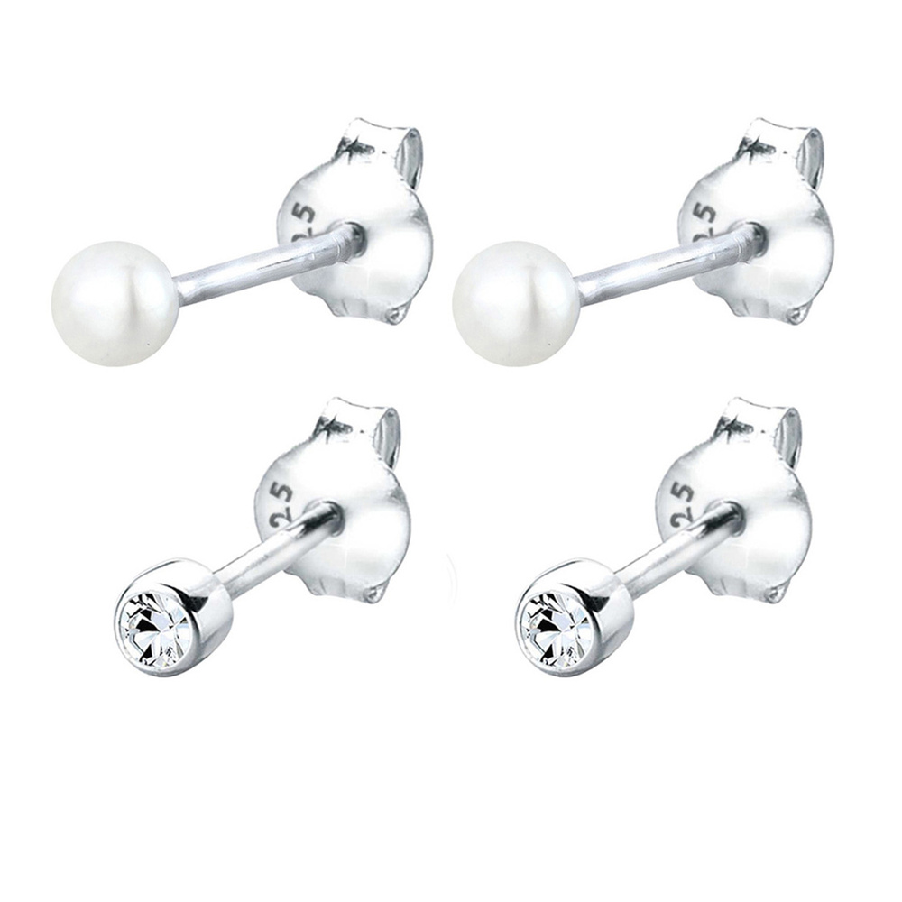 Elli Elli Boucles d'Oreilles Femmes Clous d'oreilles Set Basique avec Perle d'eau douc Boucles d'oreilles