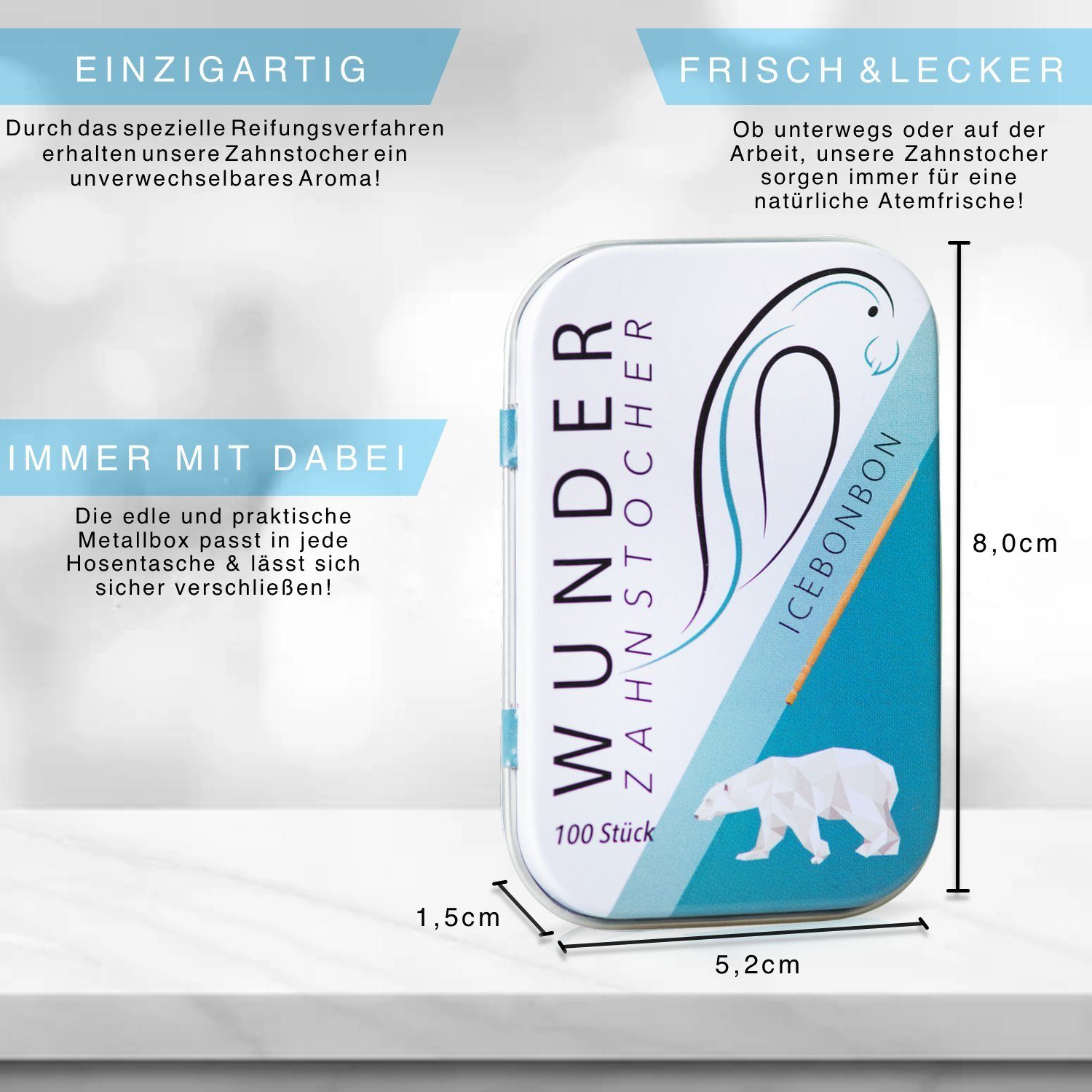 Perfekto24 Mundpflegecenter Wunder Zahnstocher mit Geschmack - 3er Bundle Eisbonbon