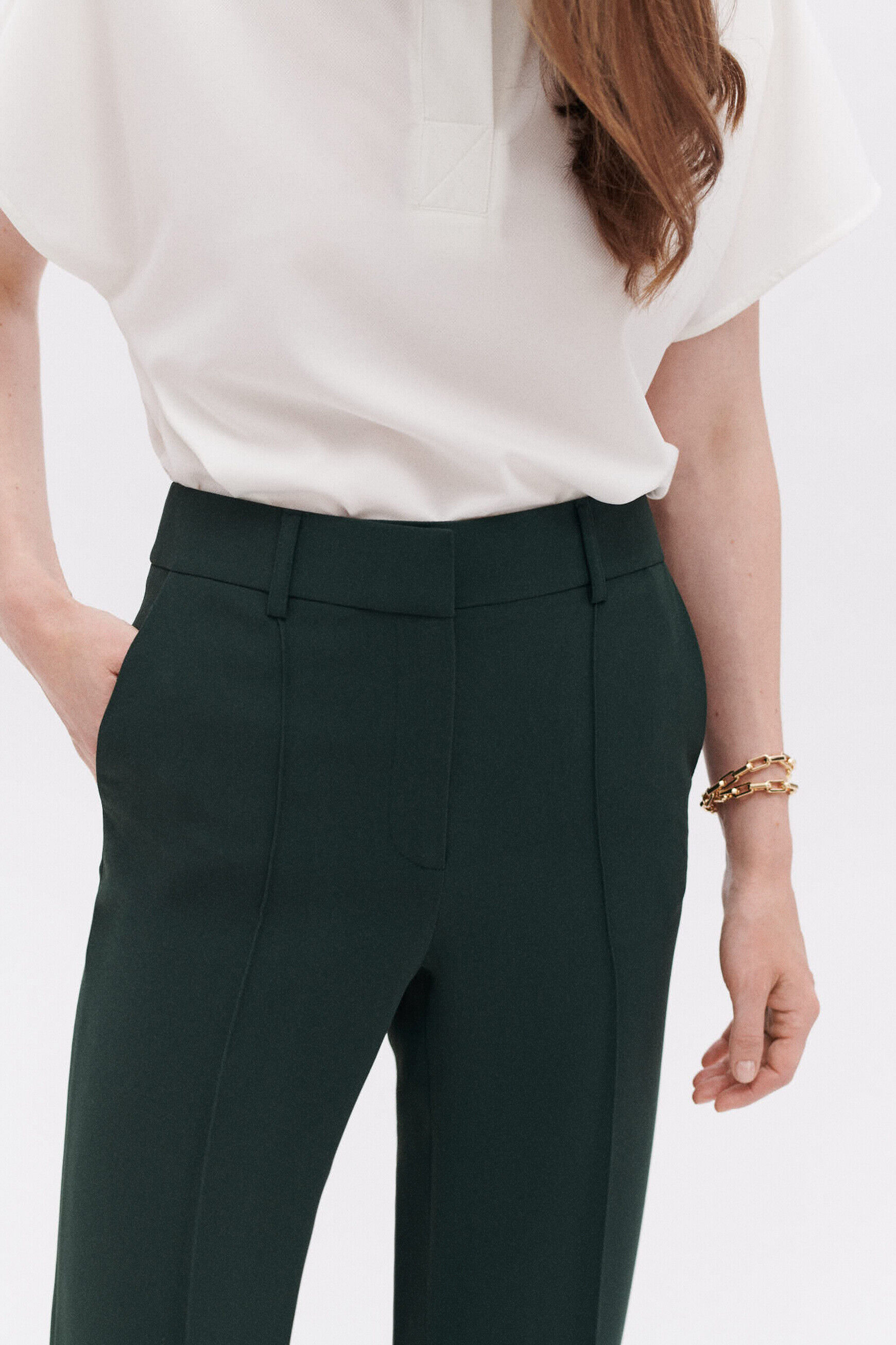 Pantalon paolino vert fonce femme