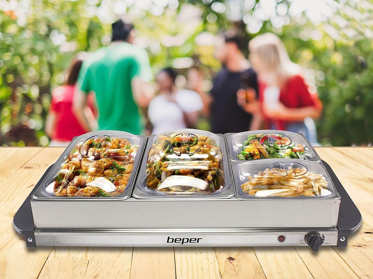 beper BEPER P101TEM001 Buffetwärmer aus Stahl/Kunststoff Grau metallic Essenswärmer Warmhalter Chafing Dish