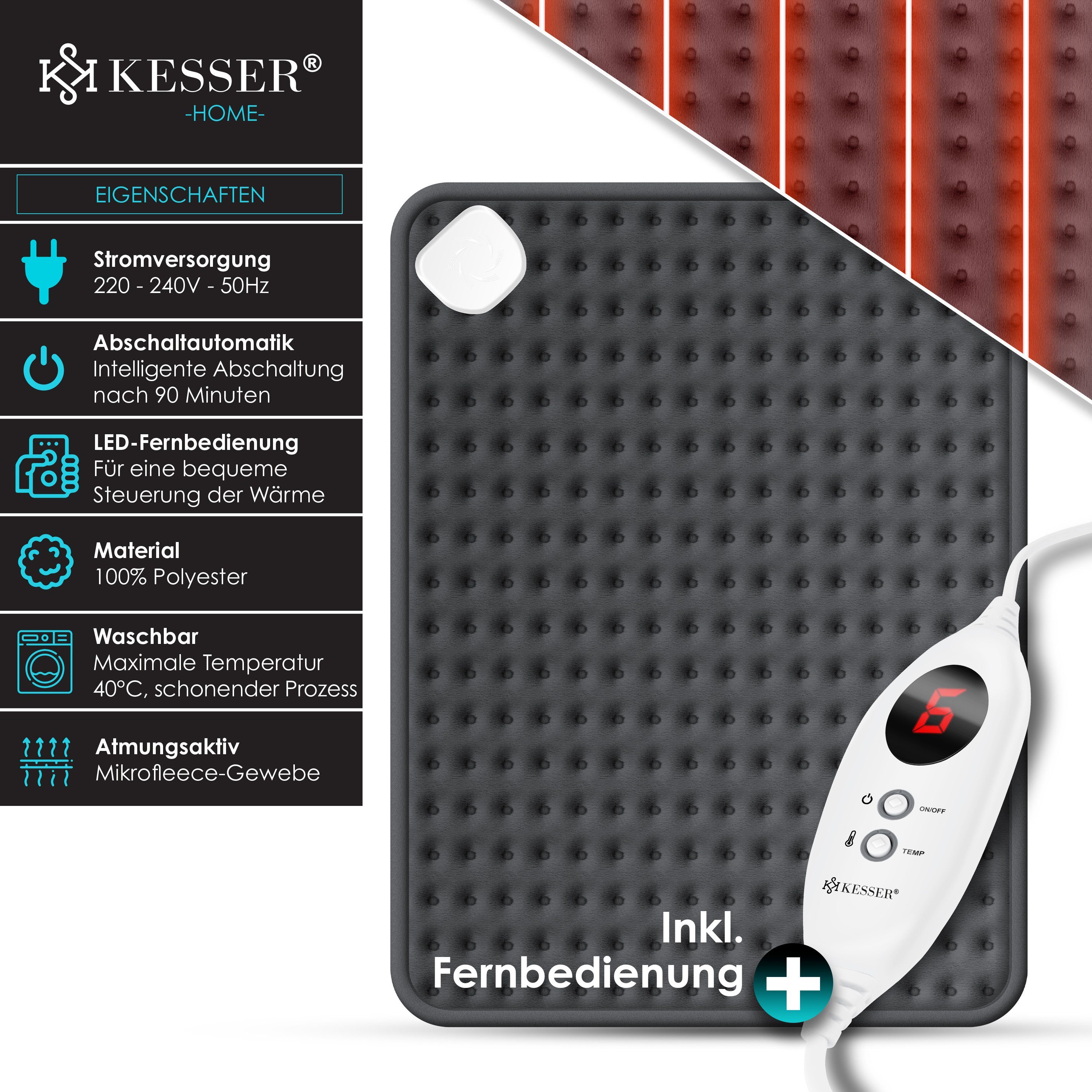 KESSER Heizkissen, Heizkissen mit Abschaltautomatik Elektrische Wärmekissen