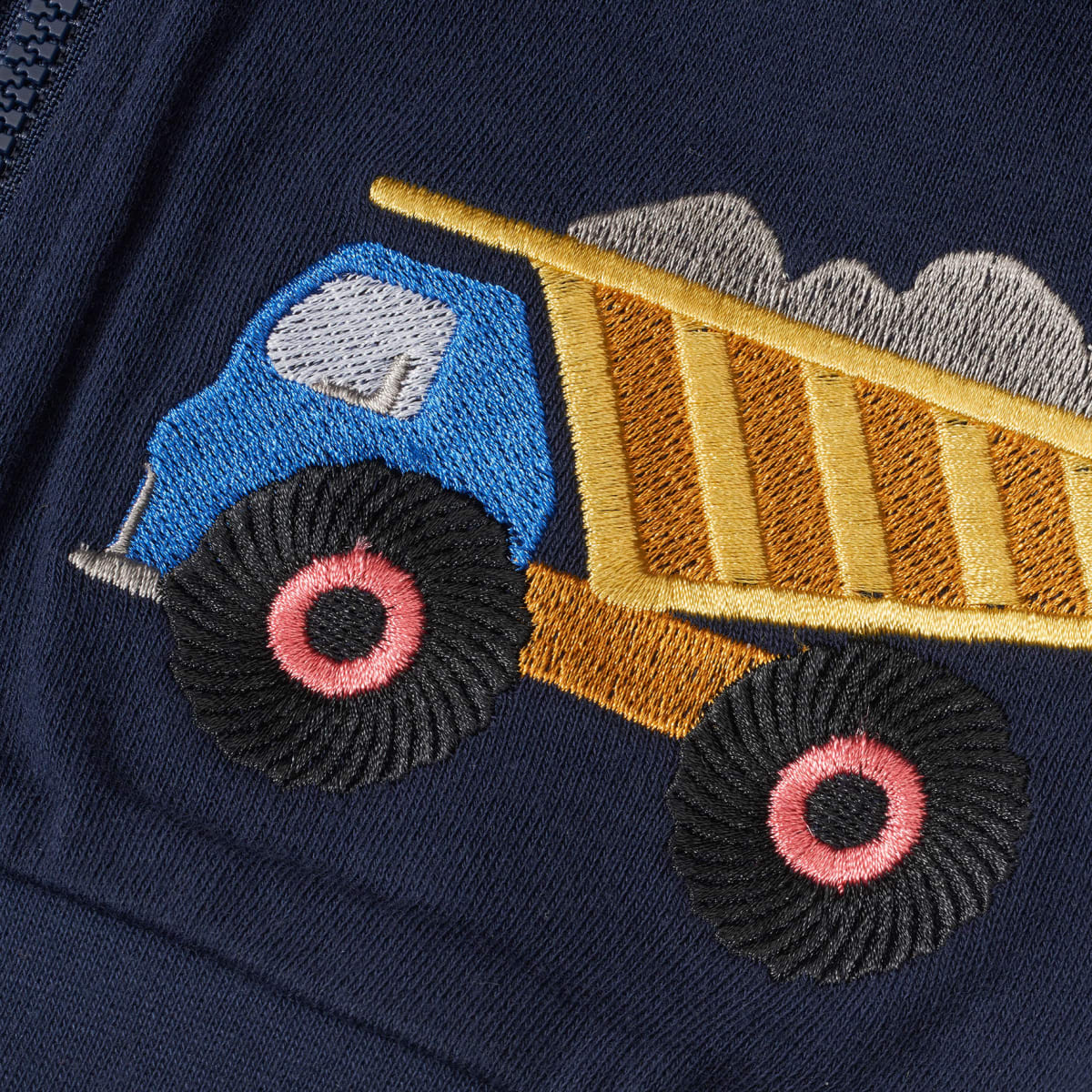 Sweatjacke mit Baustellen-Muster, blau, Gr. 104, 1 St