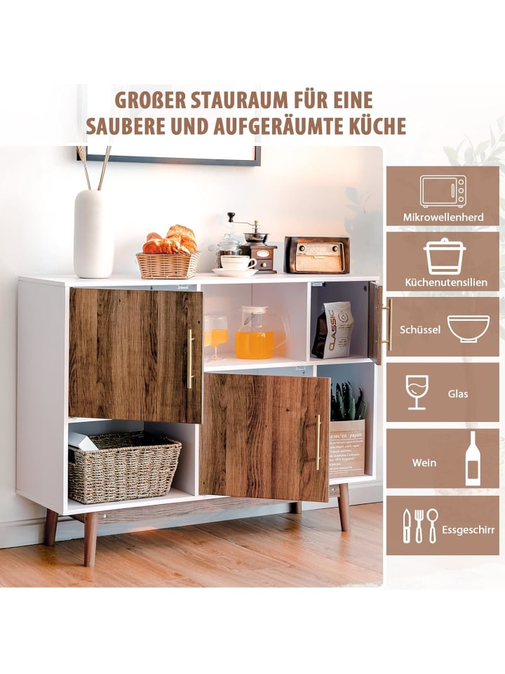 COSTWAY Sideboard 6 Fächer in Beige günstig kaufen onesize