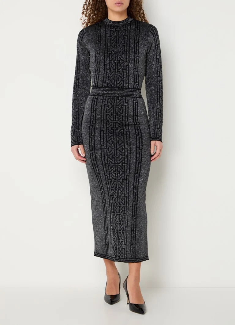 Fustă midi NIKKIE Feni din tricot fin cu imprimeu și lurex