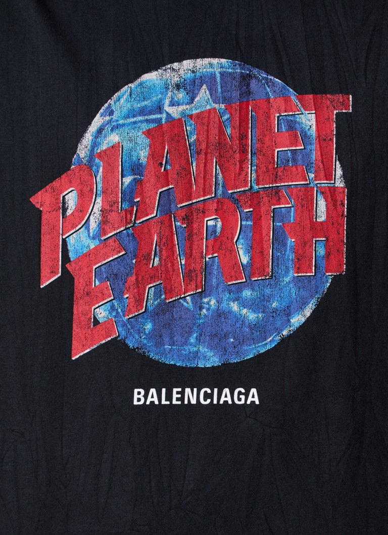 Balenciaga Oversized T-shirt with logo and destroyed finish