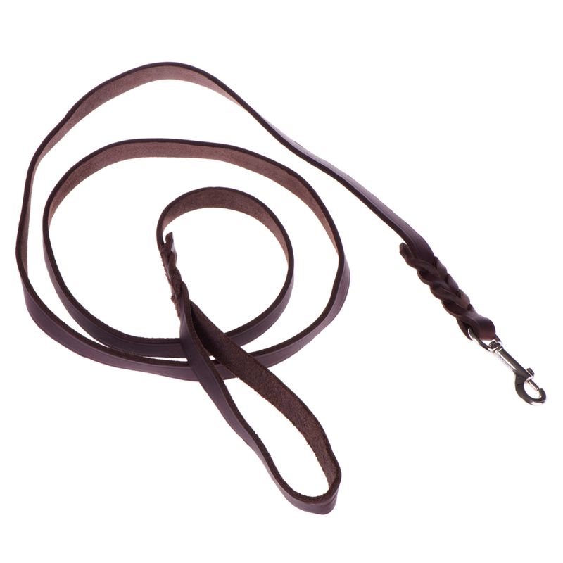 Heim Lederleine mit eingeflochtenem Karabiner - braun zu TOP-Preisen