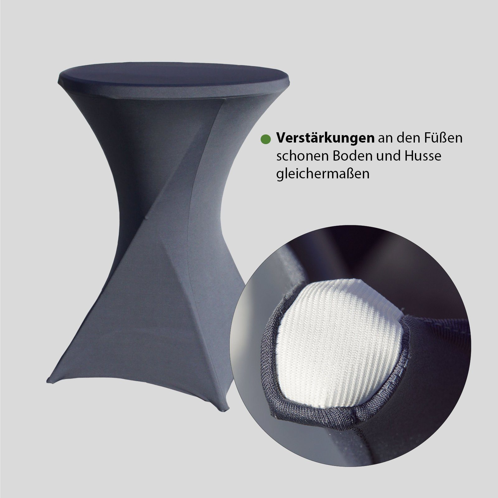 TRUTZHOLM Stehtisch Set Stehtisch klappbar Ø 80 cm & Husse Tischdecke bügelfrei für Gastro (Set aus Stehtisch und Husse)
