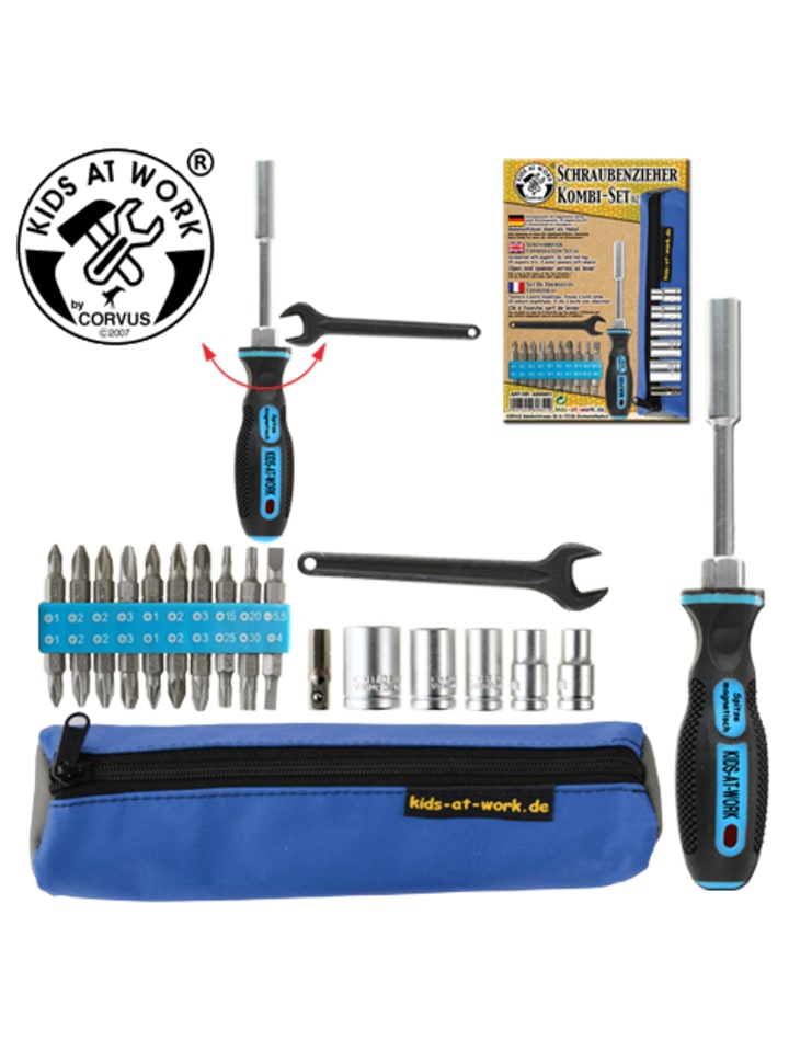 Corvus Großes Schraubenzieher Kombi Set mit Tasche in blau günstig kaufen onesize
