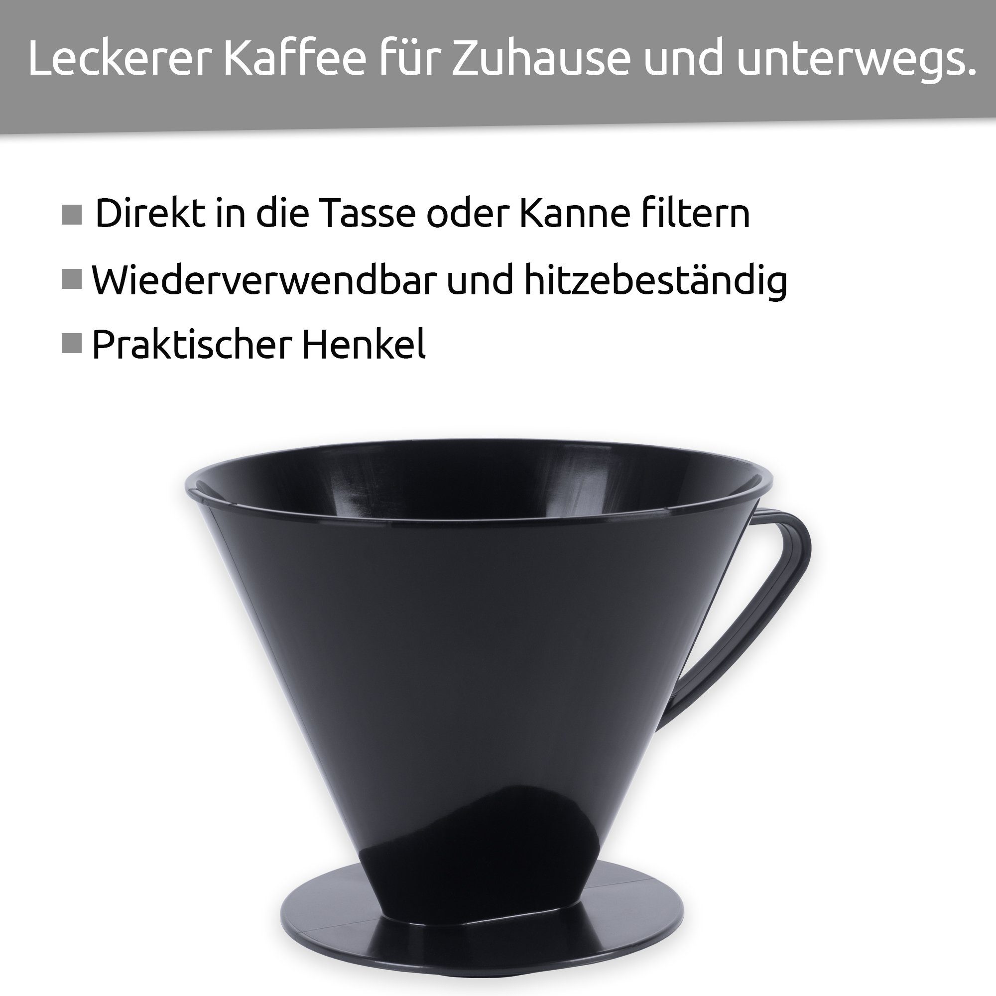 Wüllner + Kaiser Reisekaffeemaschine Kaffeefilter 1 X 4 PP schwarz, Papierfilter, Mehrwegfilter, Kaffeefilter ohne Maschine, ideal für Unterwegs