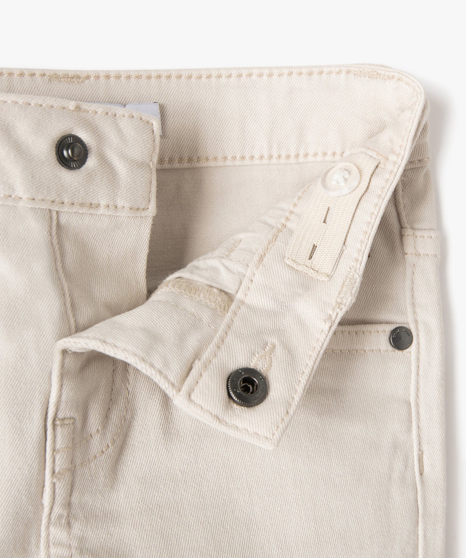 Pantalon bébé Garçon slim en toile extensible unie beige | GEMO