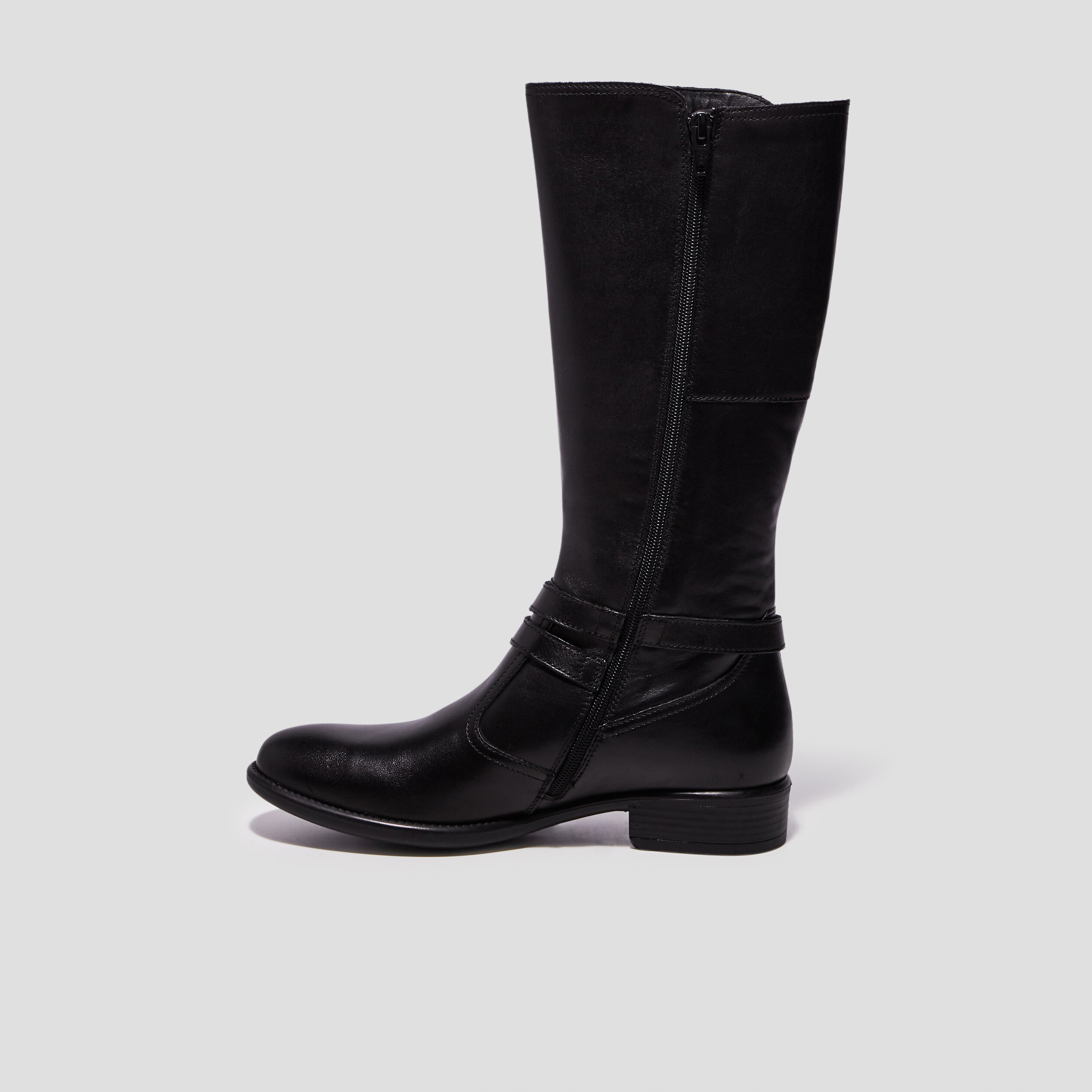 Bottes zippées en cuir avec brides noir fille | La Halle