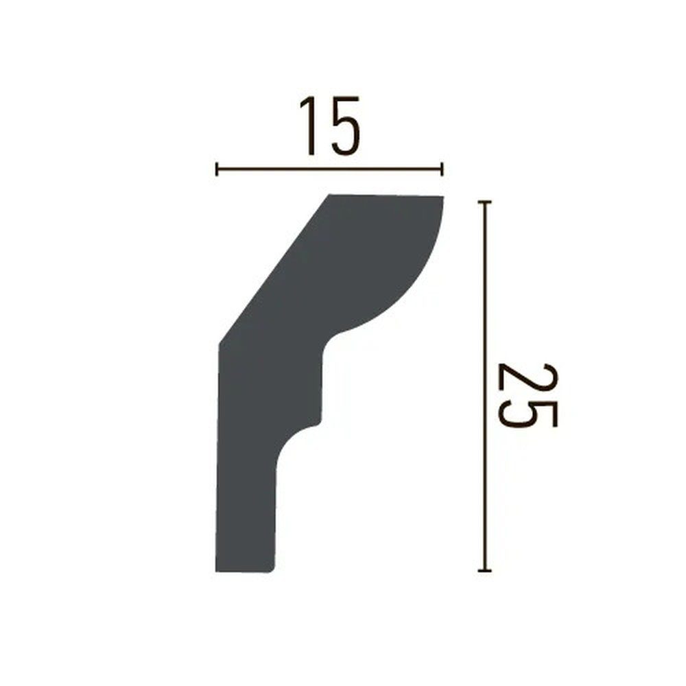 PROVISTON Stuckleiste Polyurethan, 25 x 15 x 2000 mm, Weiß, Deckenleiste