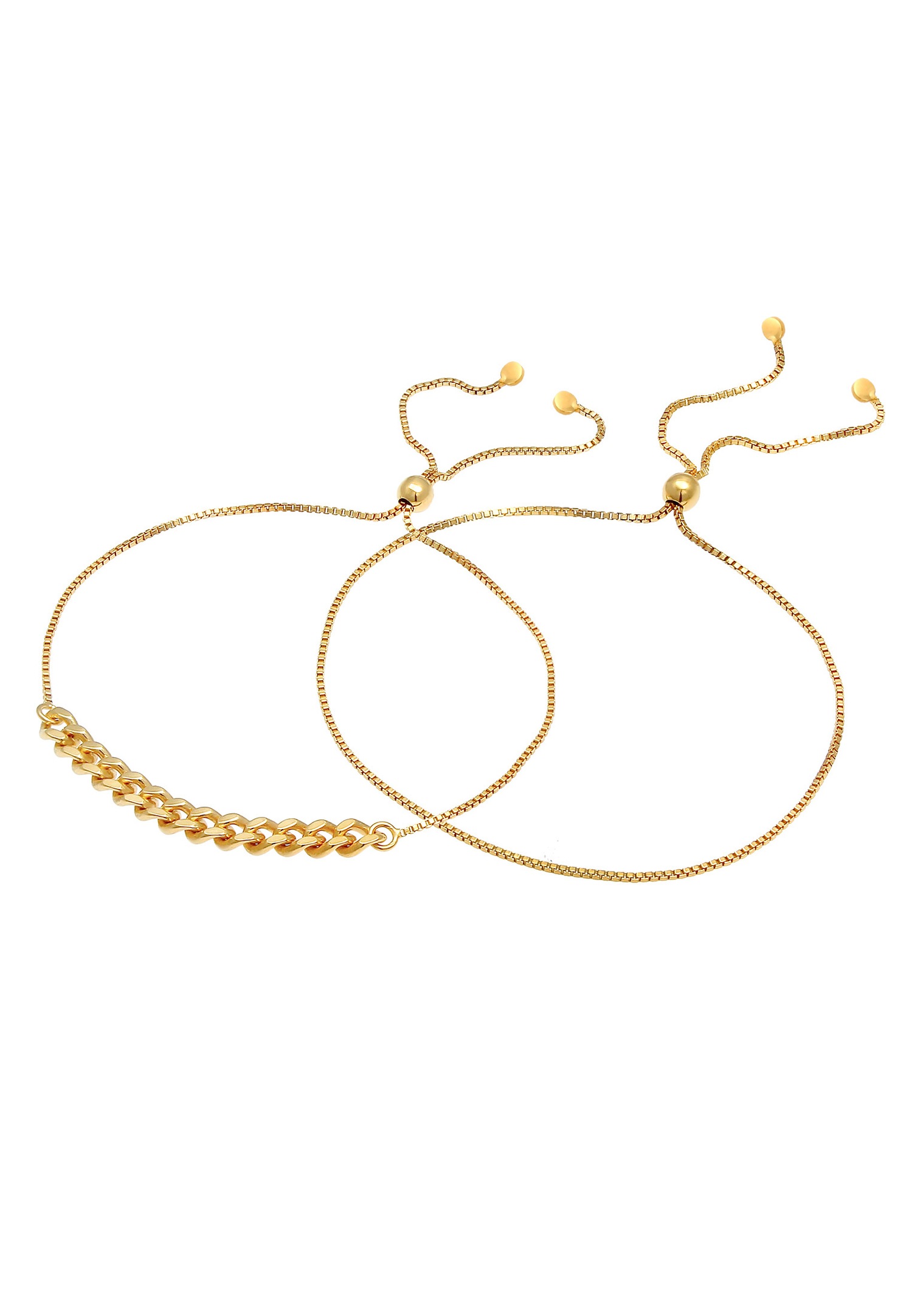 Conjunto de cadena veneciana Panzerkette para mujer de Elli, estilo básico ajustable en plata de ley 925.