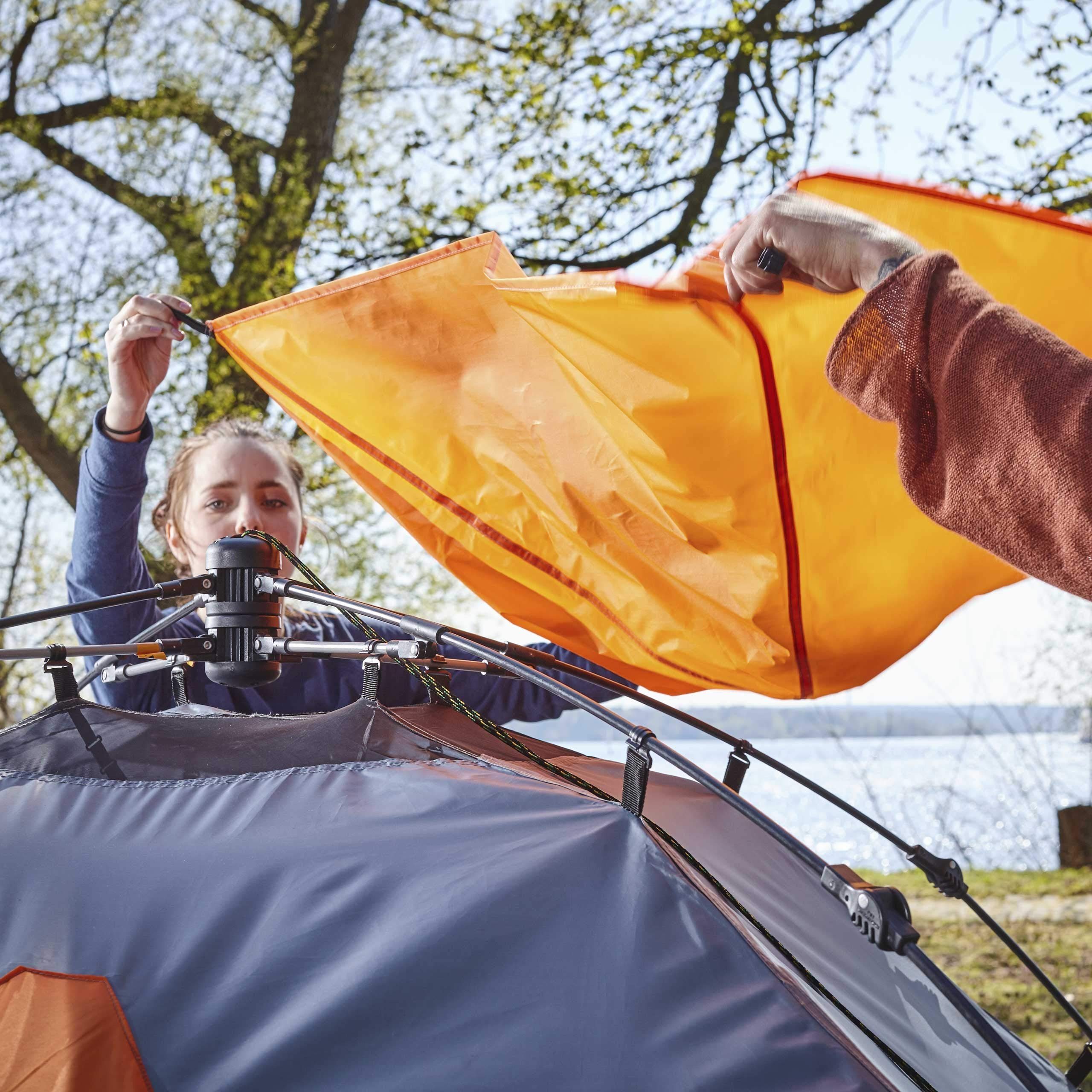 Lumaland Wurfzelt Pop Up Familienzelt Quick Up Aufbau in weniger als 2 Minuten, Personen: 3, wasserdicht Camping 220x220x130