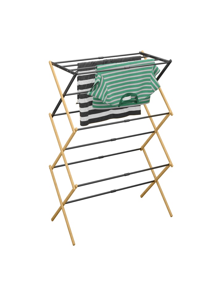 relaxdays Wäscheständer in Natur/ Schwarz - (B)75 x (H)43-105,5 x (T)37,5 cm günstig kaufen onesize