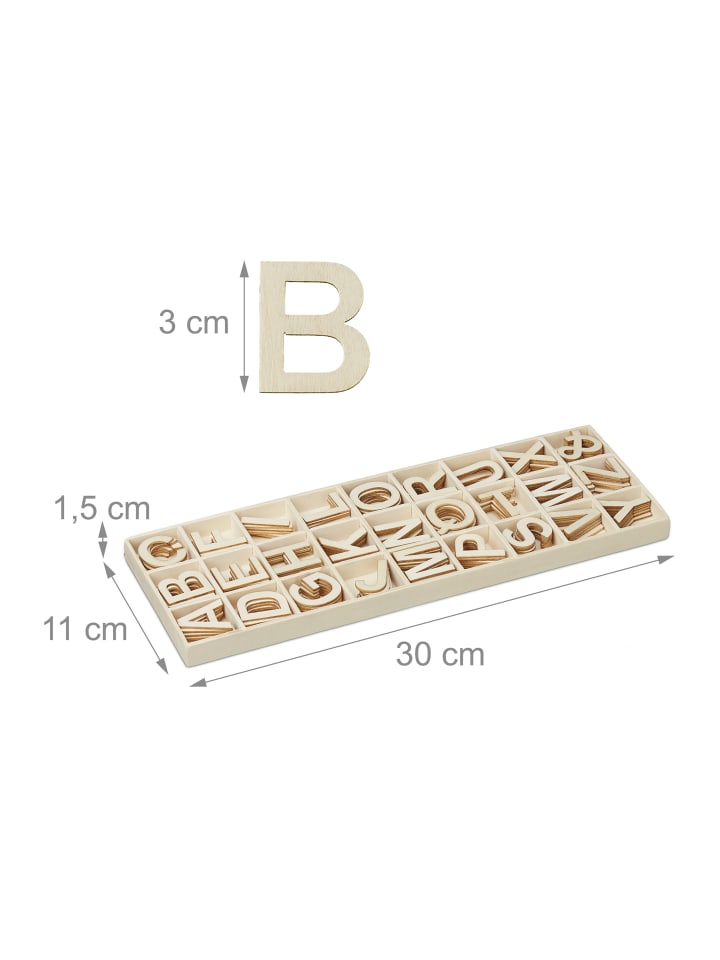 relaxdays 162 tlg. Holzbuchstaben Set in Natur günstig kaufen onesize