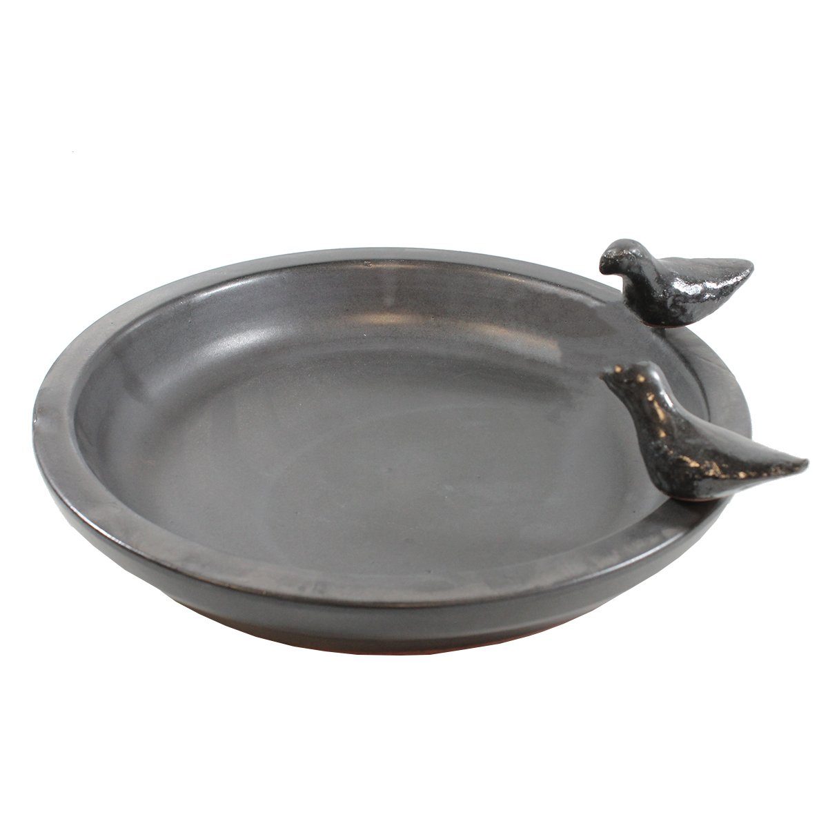 colourliving Vogeltränke Vogeltränke für den Garten 30 cm matt schwarz Keramik Vogeltränke rund, handbemalt, glasiert, leicht zu Reinigen