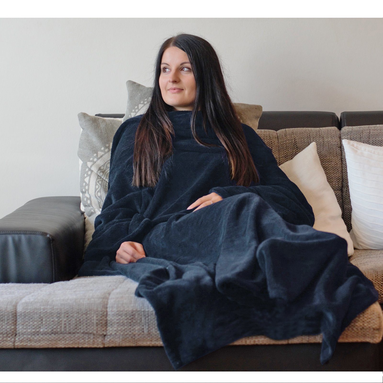 Wohndecke Kuscheldecke mit Ärmeln - Microfaser - TV-Decke - 200x150cm, HOMELEVEL