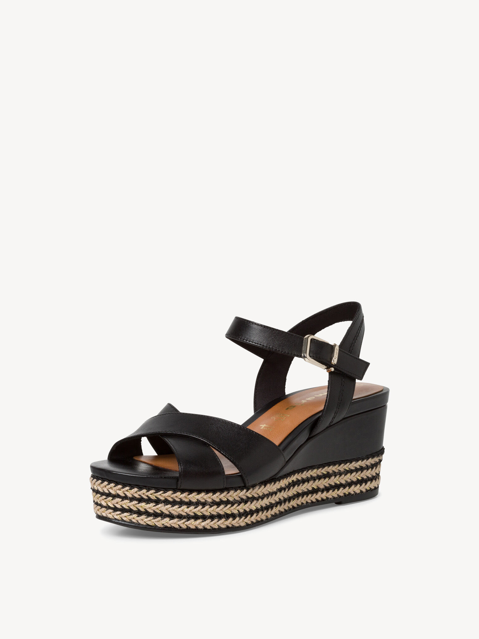 Sandale à talon en cuir - noir