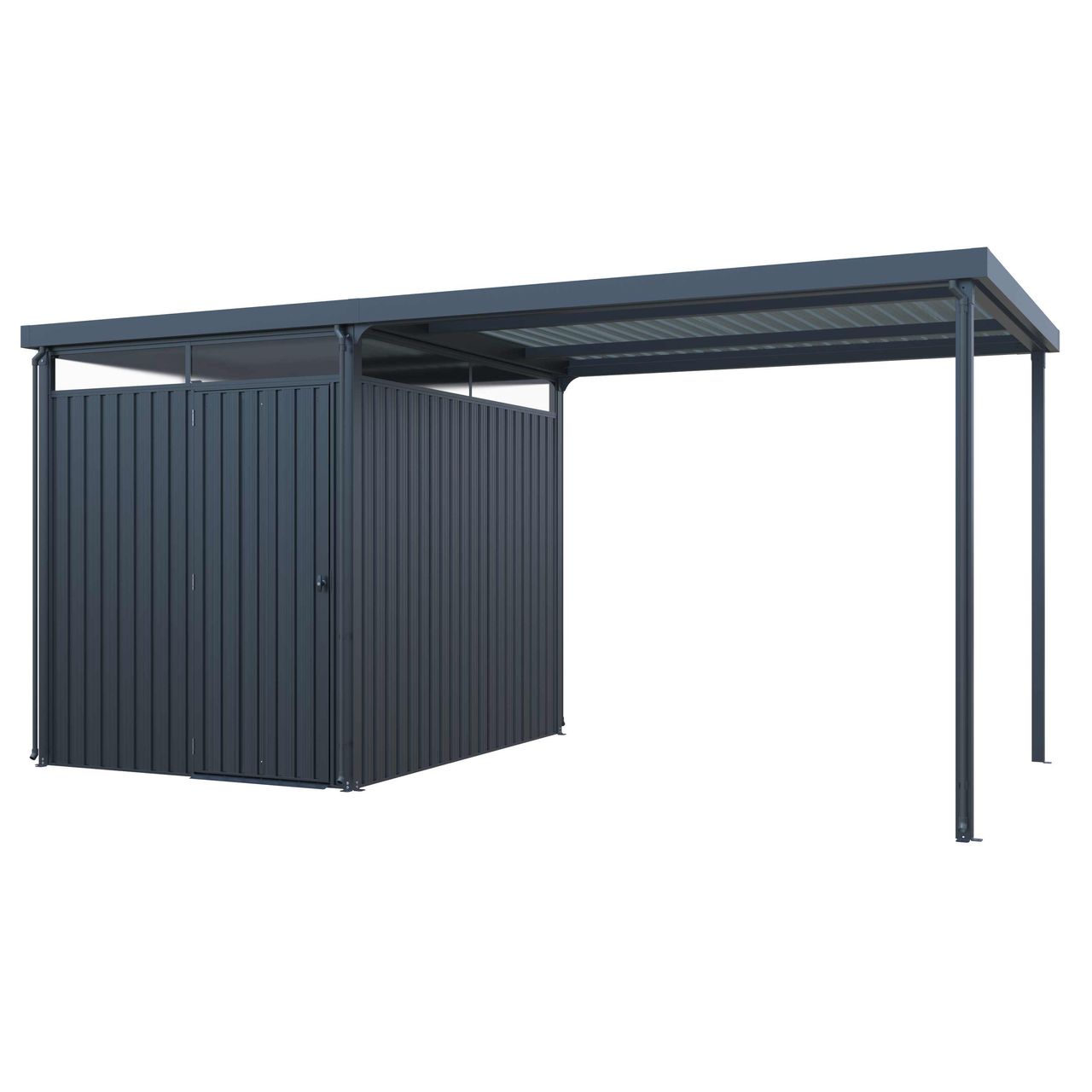lovingHome® Metallgerätehaus 5㎡ Skylight mit ㎡ Carport-Erweiterung 2 in 1, ca. 245 x 204 x 226 cm